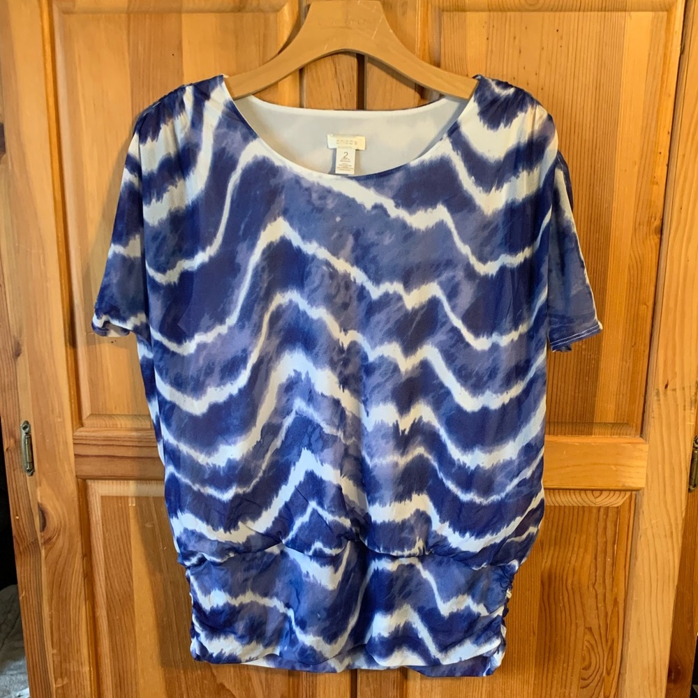Chico’s Blue & White Striped Blouse Size 2/ Large